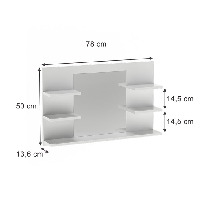 Vicco Specchio contenitore bagno Bianco 78 x 50 cm con ripiani