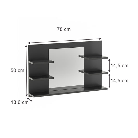 Vicco Specchio contenitore bagno Antracite 78 x 50 cm con ripiani