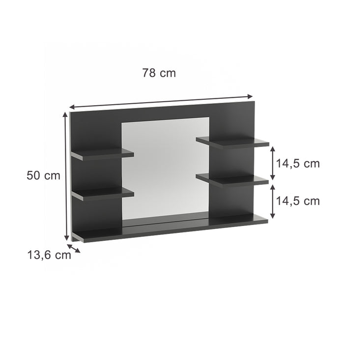 Vicco Specchio contenitore bagno Antracite 78 x 50 cm con ripiani