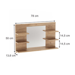 Vicco Specchio contenitore bagno Quercia dorata 78 x 50 cm con ripiani