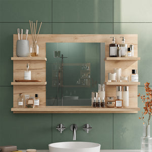 Vicco Specchio contenitore bagno Quercia dorata 78 x 50 cm con ripiani