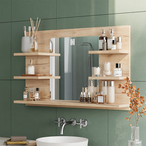 Vicco Specchio contenitore bagno Quercia dorata 78 x 50 cm con ripiani