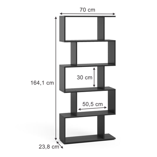 Vicco Divisorio per ambienti Nero 70 x 164.1 cm 5 scomparti