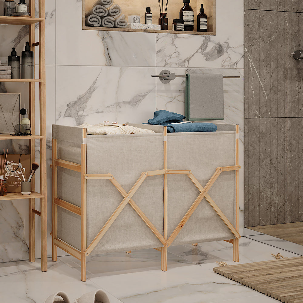 Vicco Mobiletto da bagno per lavanderia Beige 80 x 64 cm con 2 scomparti