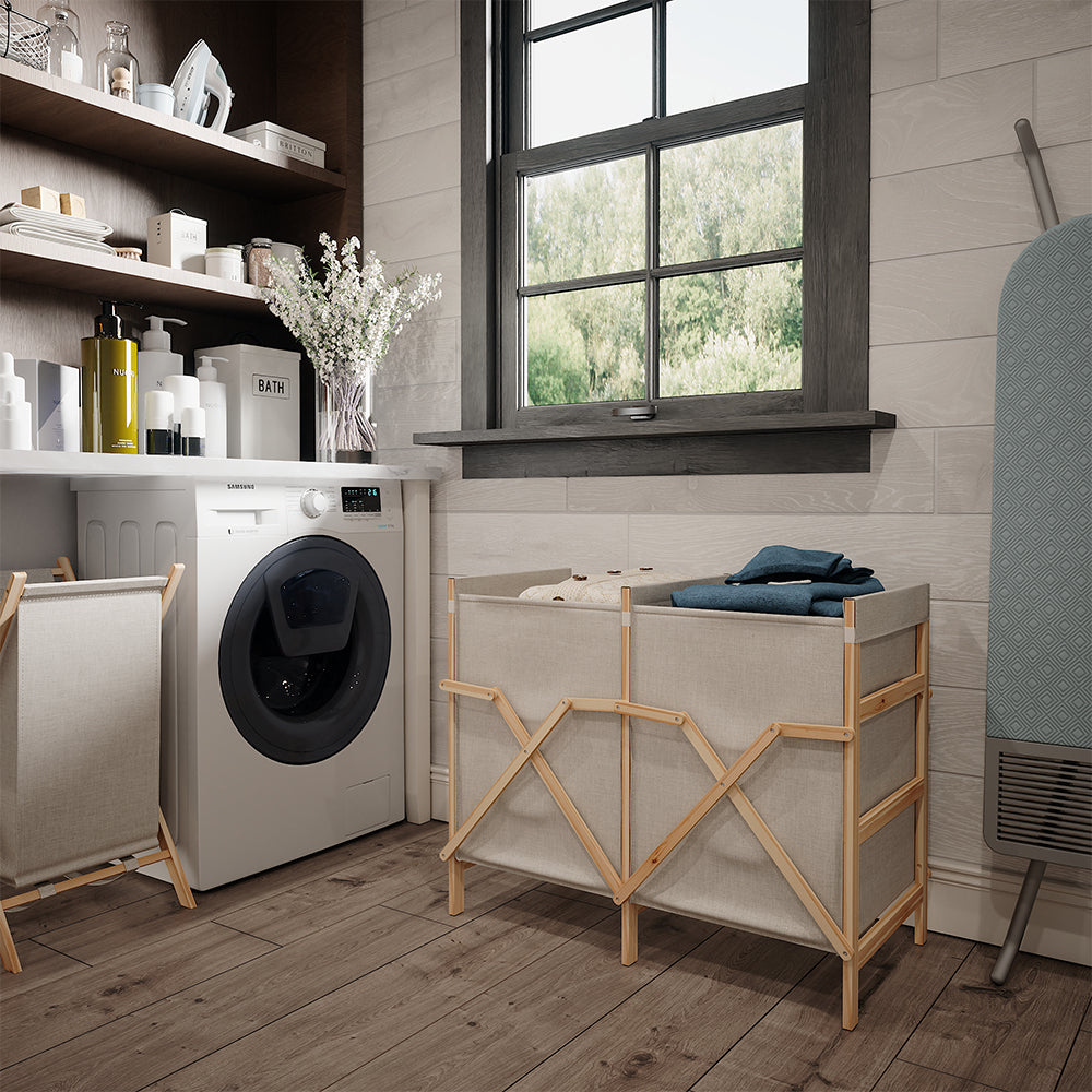 Vicco Mobiletto da bagno per lavanderia Beige 80 x 64 cm con 2 scomparti