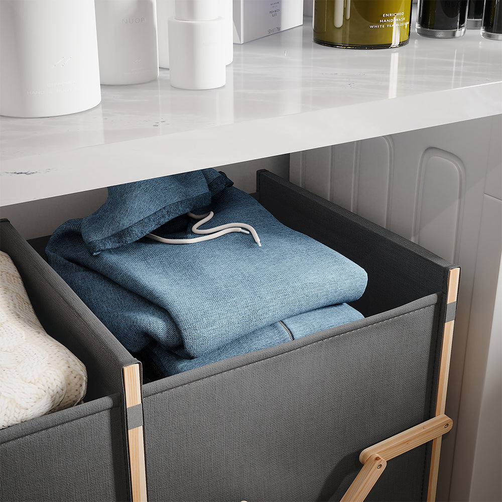 Vicco armadietto da bagno con portabiancheria Grigio 80 x 64 cm con 2 scomparti