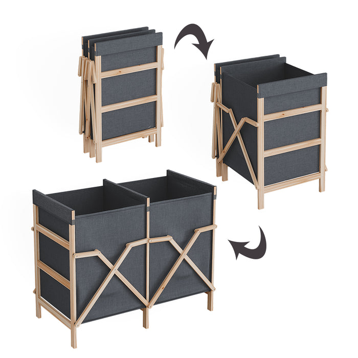 Vicco armadietto da bagno con portabiancheria Grigio 80 x 64 cm con 2 scomparti