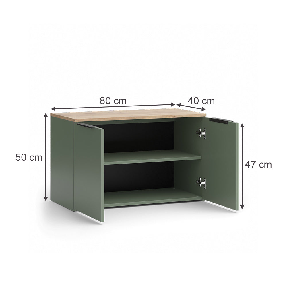 Vicco Credenza Verde 80 x 50 cm con 2 porte