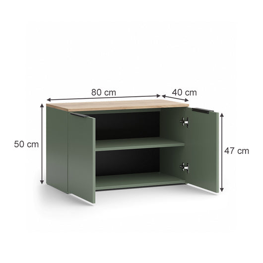 Vicco Credenza Verde 80 x 50 cm con 2 porte