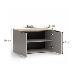 Vicco Credenza Grigio 80 x 50 cm con 2 porte