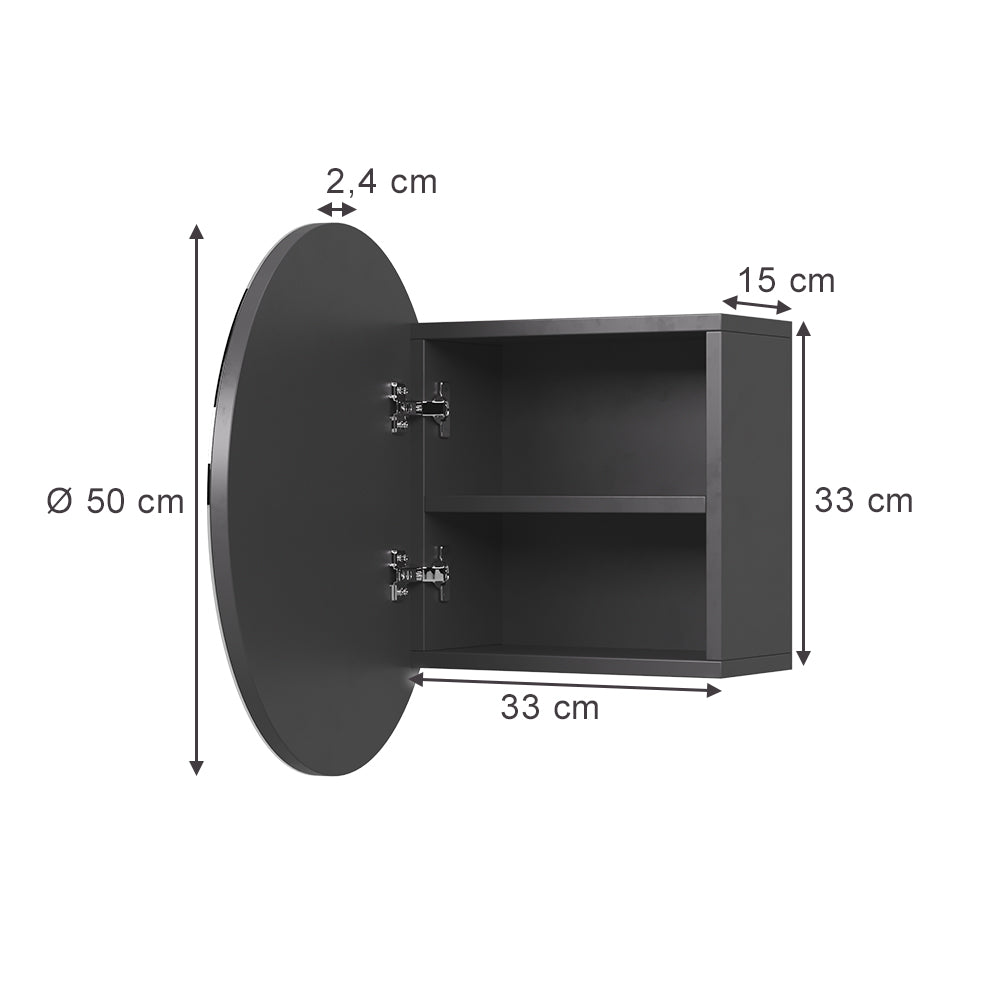 Vicco Specchio contenitore bagno Antracite 50 x 50 cm con 2 scomparti