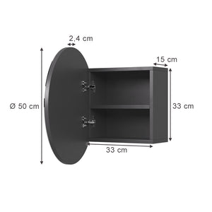 Vicco Specchio contenitore bagno Antracite 50 x 50 cm con 2 scomparti