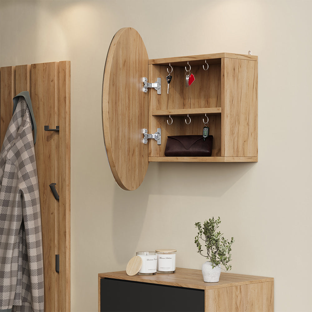 Vicco Specchio contenitore bagno Quercia dorata 50 x 50 cm con 2 scomparti