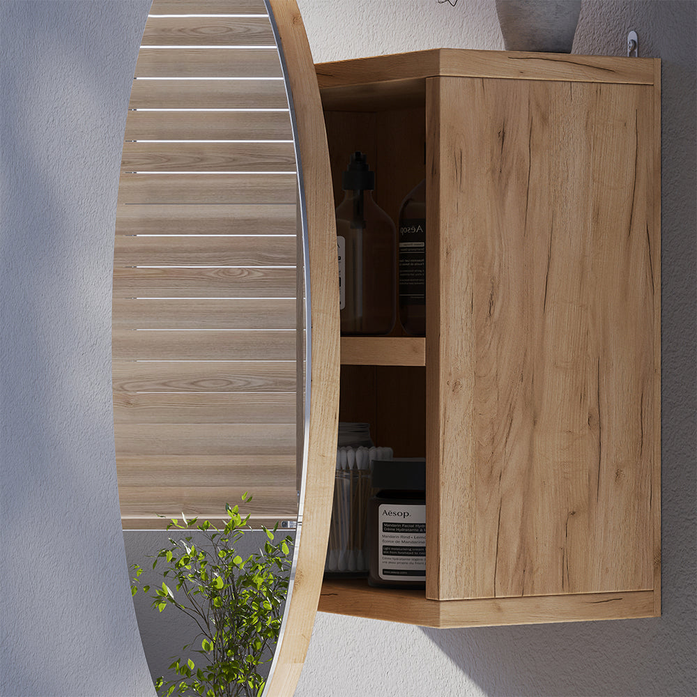 Vicco Specchio contenitore bagno Quercia dorata 50 x 50 cm con 2 scomparti