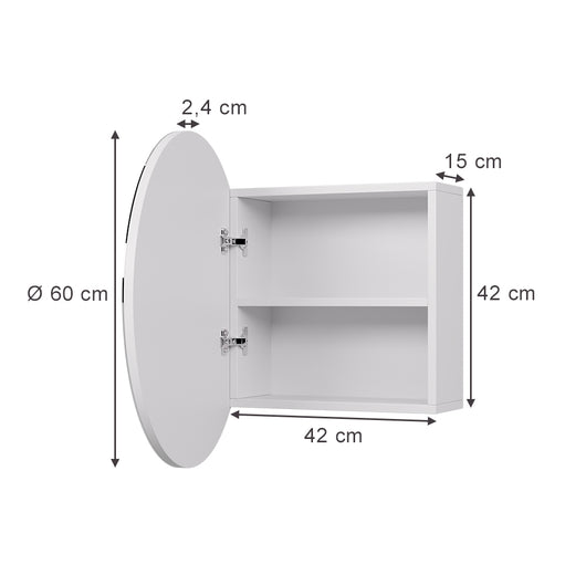 Vicco Specchio contenitore bagno Bianco 60 x 60 cm con 2 scomparti