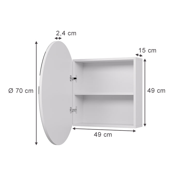 Vicco Specchio contenitore bagno Bianco 70 x 70 cm con 2 scomparti