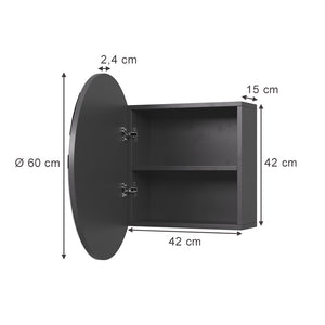 Vicco Specchio contenitore bagno Antracite 60 x 60 cm con 2 scomparti