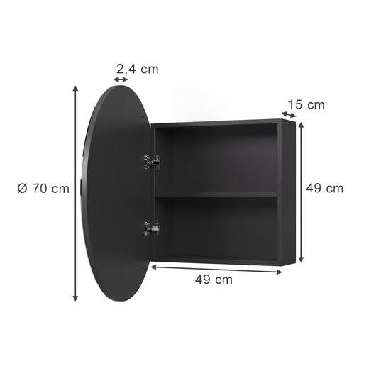 Vicco Specchio contenitore bagno Antracite 70 x 70 cm con 2 scomparti
