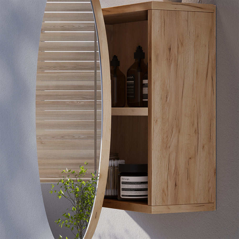 Vicco Specchio contenitore bagno Quercia dorata 70 x 70 cm con 2 scomparti