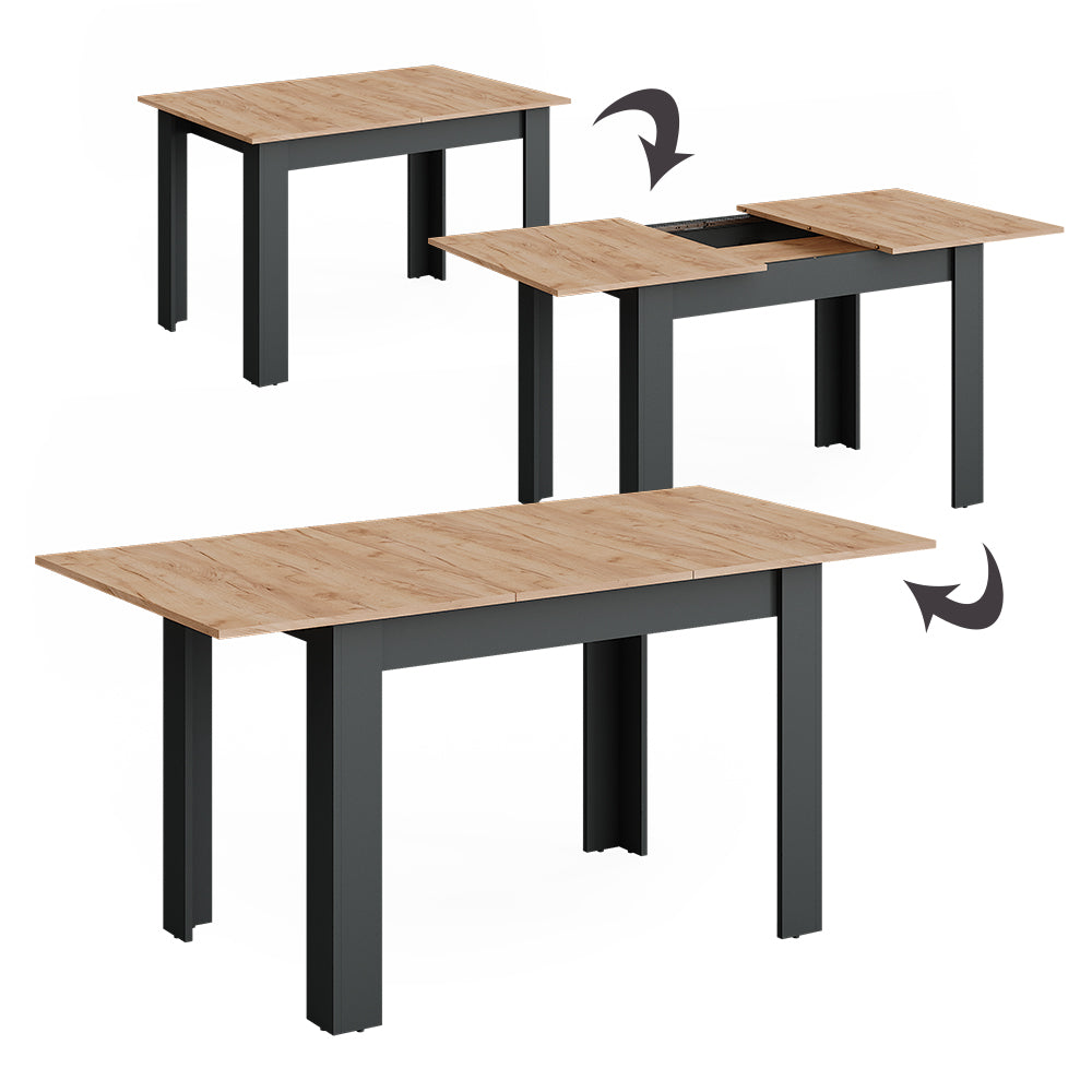Vicco tavolo da pranzo allungabile Antracite/quercia dorata 160 x 80 cm Estensibile