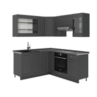 Vicco Cucina angolare completa Landhaus antrazit-oro 190 x 60 cm , PL Antracite