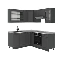 Vicco Cucina angolare completa Landhaus antrazit-oro 190 x 60 cm , PL Marmo