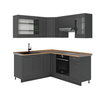 Vicco Cucina angolare completa Landhaus antrazit-oro 190 x 60 cm , PL Rovere