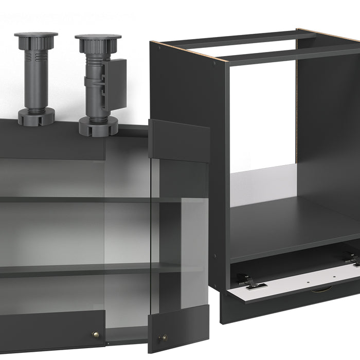 Vicco Cucina angolare completa Landhaus antrazit-oro 190 x 60 cm , PL Rovere