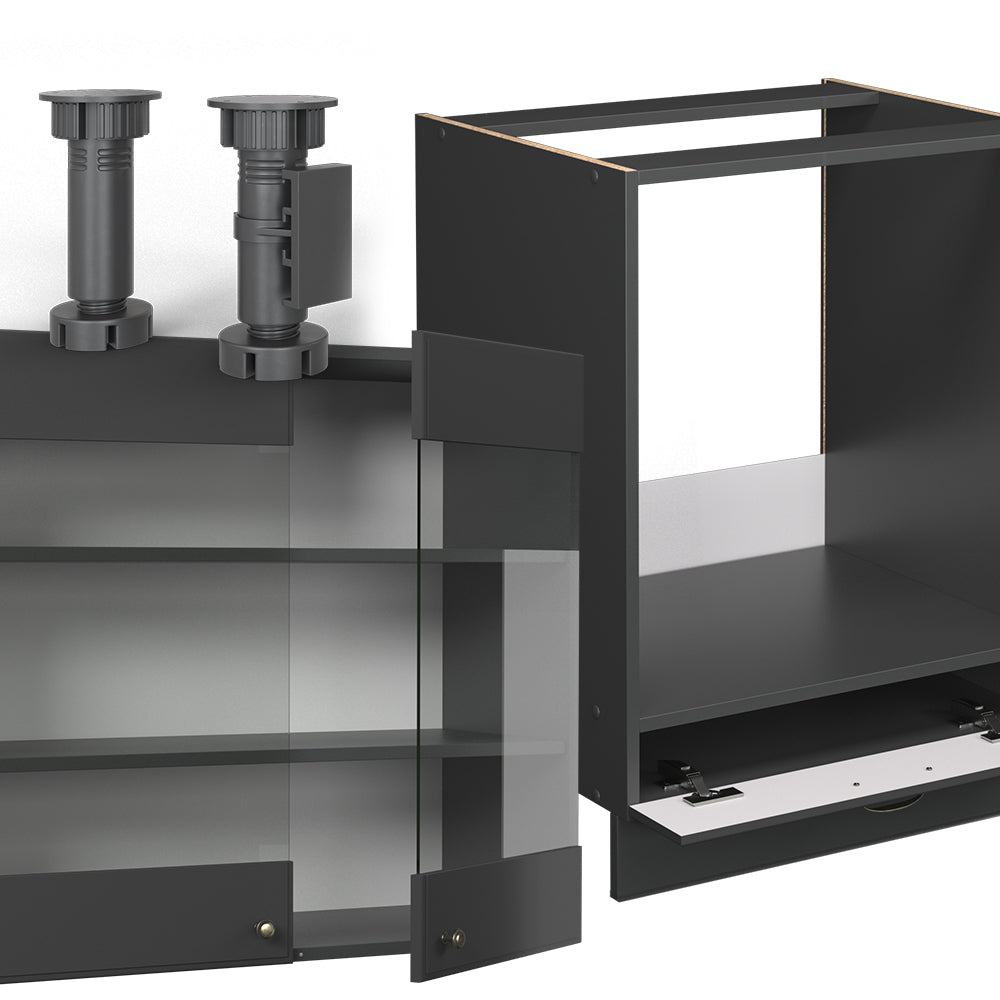 Vicco Cucina angolare completa Landhaus antrazit-oro 190 x 60 cm , PL Marmo