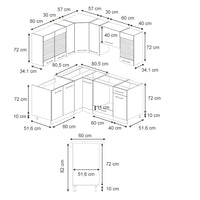 Vicco Cucina angolare completa Landhaus antrazit-oro 190 x 60 cm , PL Antracite