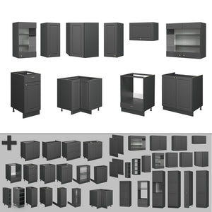 Vicco Cucina angolare completa Landhaus antrazit-oro 190 x 60 cm , PL Antracite