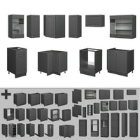 Vicco Cucina angolare completa Landhaus antrazit-oro 190 x 60 cm , PL Rovere