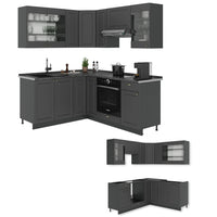 Vicco Cucina angolare completa Landhaus antrazit-oro 190 x 60 cm , PL Antracite