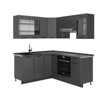 Vicco Cucina angolare completa Grigio scuro 190 x 46 cm senza piano di lavoro