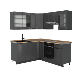 Vicco Cucina angolare completa Grigio scuro 190 x 60 cm , PL Rovere