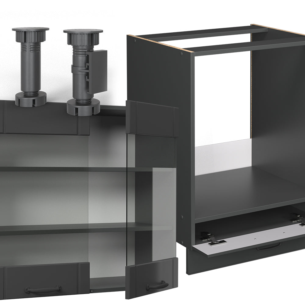 Vicco Cucina angolare completa Grigio scuro 190 x 46 cm senza piano di lavoro