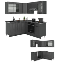 Vicco Cucina angolare completa Grigio scuro 190 x 46 cm senza piano di lavoro