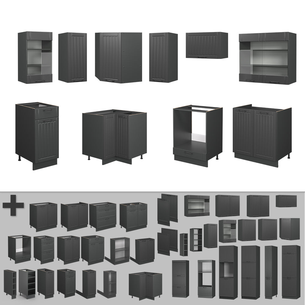 Vicco Cucina angolare completa Grigio scuro 190 x 46 cm senza piano di lavoro