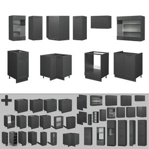 Vicco Cucina angolare completa Grigio scuro 190 x 46 cm senza piano di lavoro