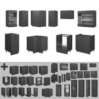 Vicco Cucina angolare completa Grigio scuro 190 x 60 cm , PL Rovere