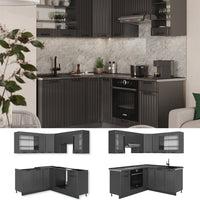 Vicco Cucina angolare completa Grigio scuro 190 x 60 cm , PL Rovere