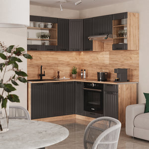Vicco Cucina angolare completa Grigio scuro 190 x 60 cm , PL Rovere