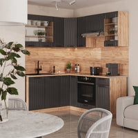 Vicco Cucina angolare completa Grigio scuro 190 x 46 cm senza piano di lavoro