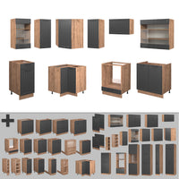 Vicco Cucina angolare completa Grigio scuro 190 x 60 cm , PL Marmo