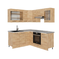 Vicco Cucina angolare completa Quercia dorata 190 x 60 cm , PL Marmo