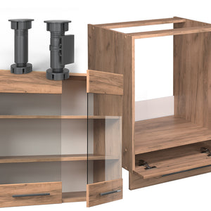 Vicco Cucina angolare completa Quercia dorata 190 x 46 cm senza piano di lavoro