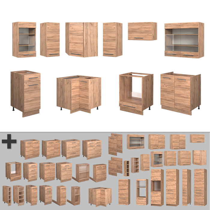 Vicco Cucina angolare completa Quercia dorata 190 x 60 cm , PL Marmo