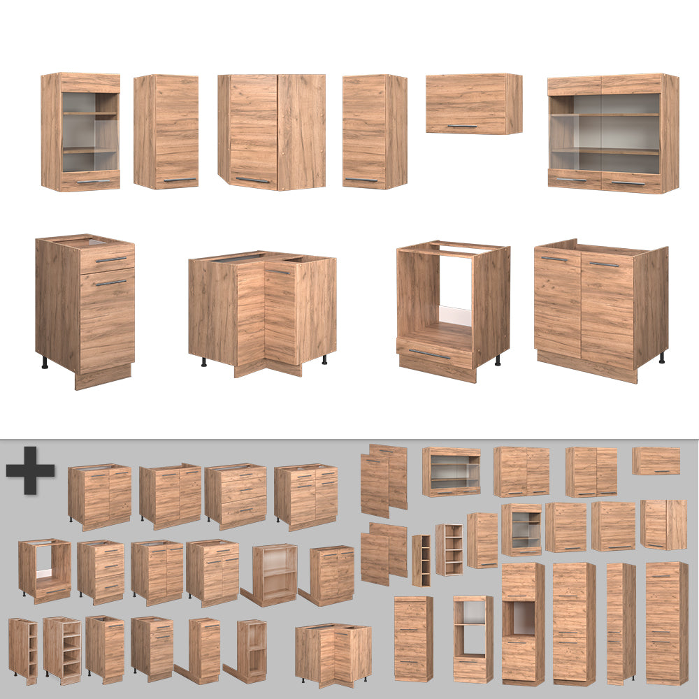 Vicco Cucina angolare completa Quercia dorata 190 x 60 cm , PL Rovere