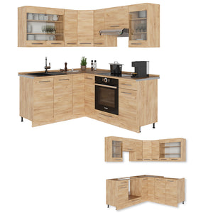 Vicco Cucina angolare completa Quercia dorata 190 x 60 cm , PL Rovere