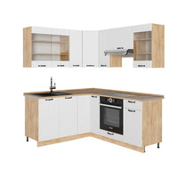 Vicco Cucina angolare completa Bianco casa di campagna 190 x 60 cm , PL Rovere